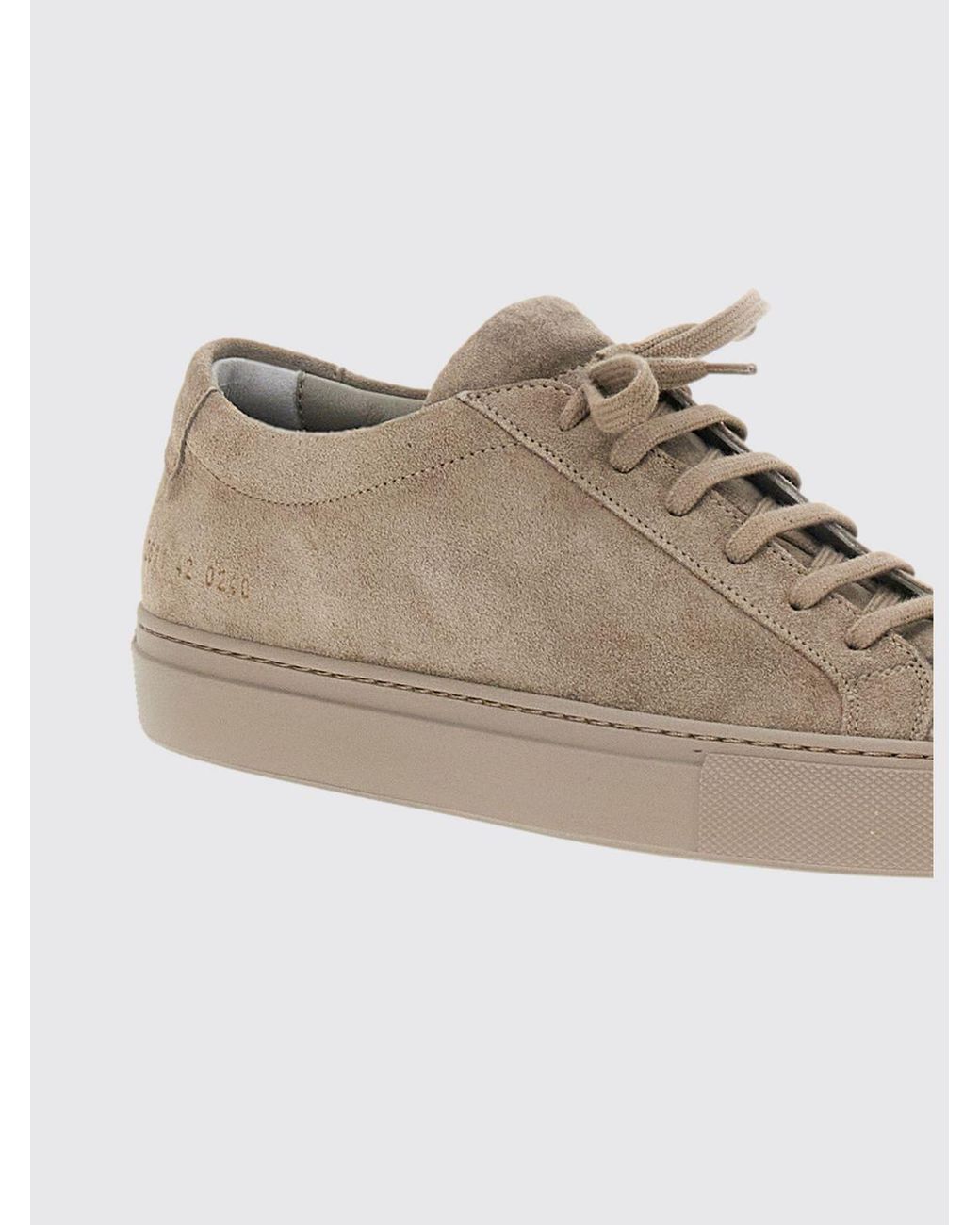 Common Projects Brown Achilles Premium Suede Low-Top Sneakers With Printed Logo for men