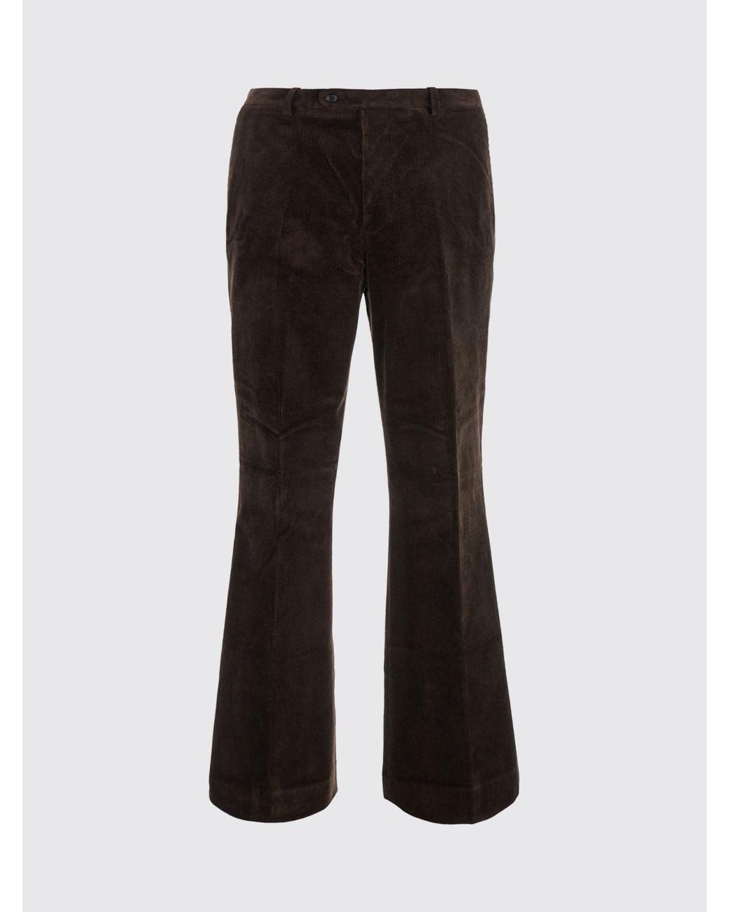 TONYWACK Black Flared Mid-Rise Corduroy Trousers With Off-Centre Closure for men