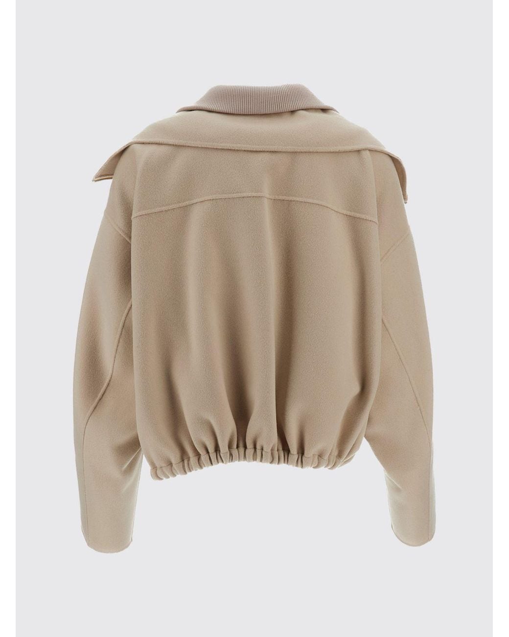 Sportmax Natural Wool Bomber Jacket With High Neck And Zip Fastening