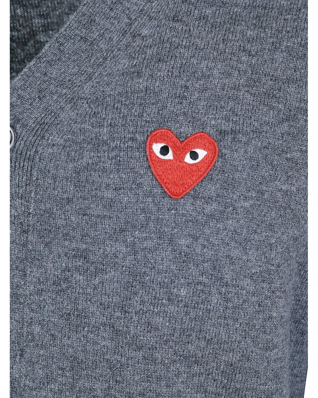 COMME DES GARÇONS PLAY Blue Comme Des GarÇ Ons Play V-Neck Wool Cardigan With An Embroidered Logo for men