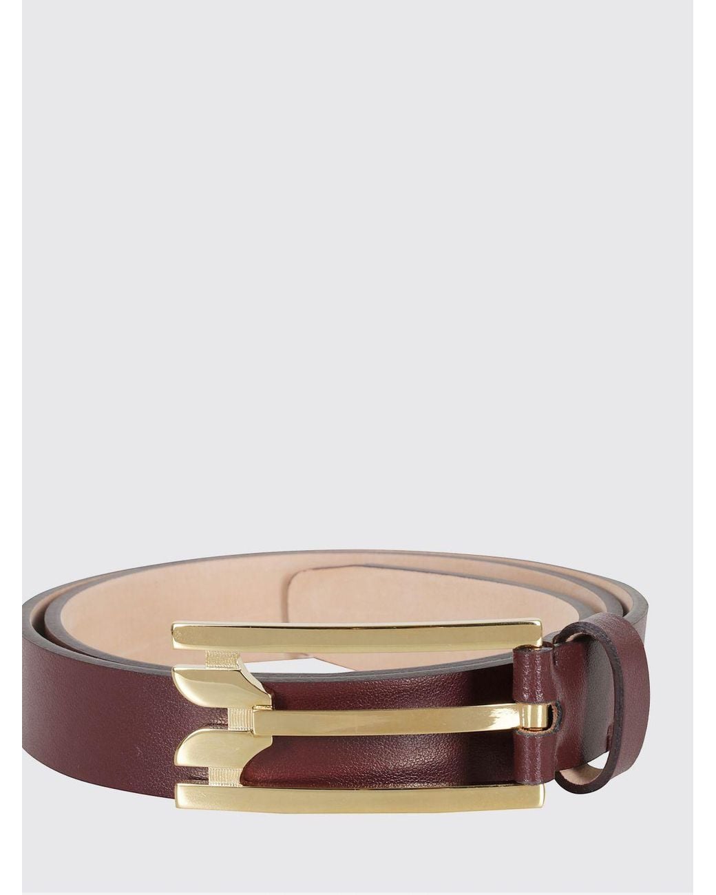 Victoria Beckham Red Smooth Calfskin Leather Belt With Monogram Buckle