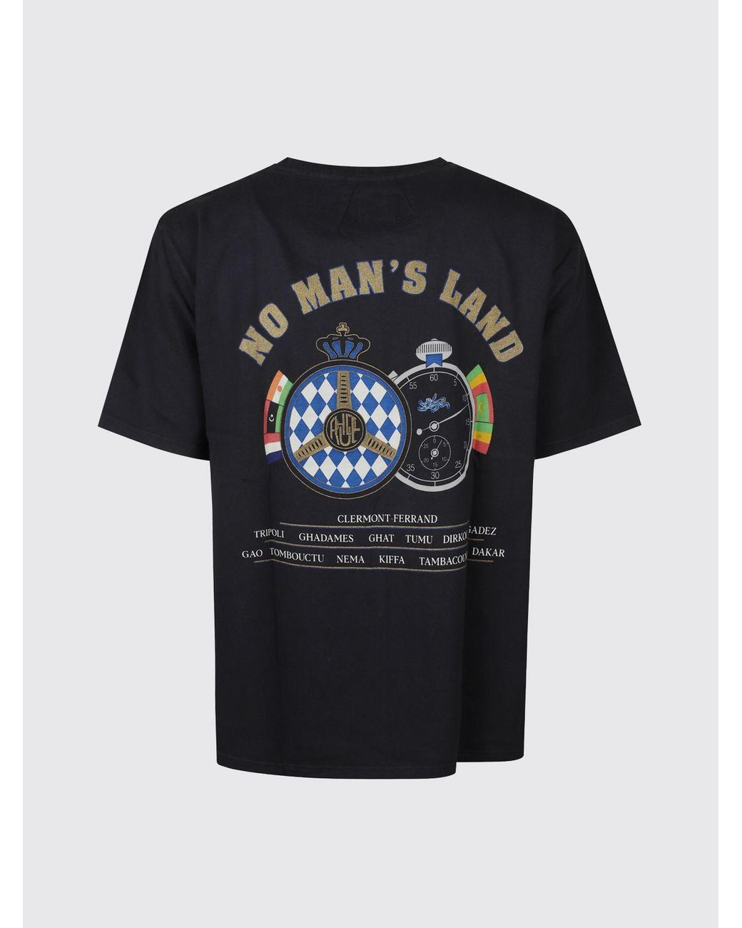 Rhude Blue Graphic Print Cotton T-Shirt With Logo for men