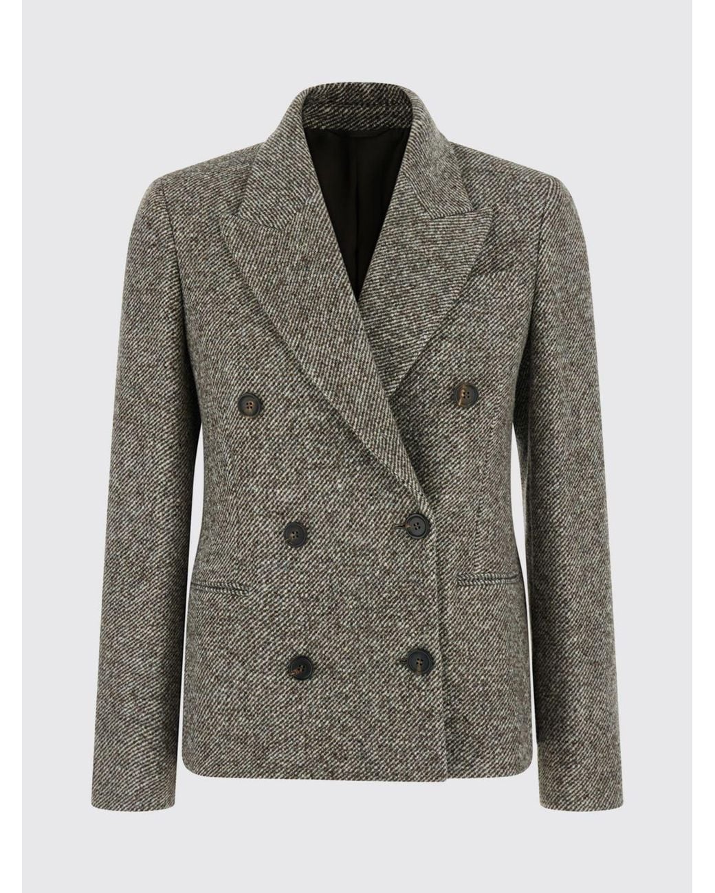 Brunello Cucinelli Brown Striped Double-Breasted Wool And Silk Blazer