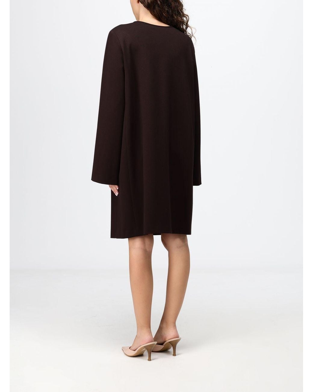 Liviana Conti Black Megan Viscose Mini Tunic Dress With Long Sleeves And Teardrop Neckline