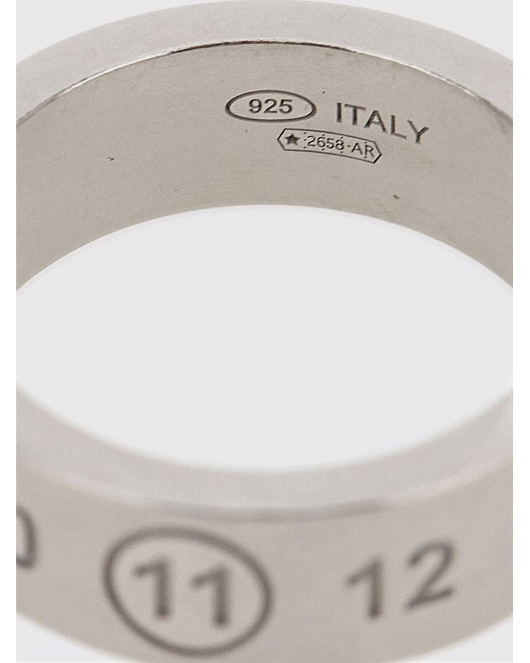 Maison Margiela White Engraved Numeric Logo Band Ring for men