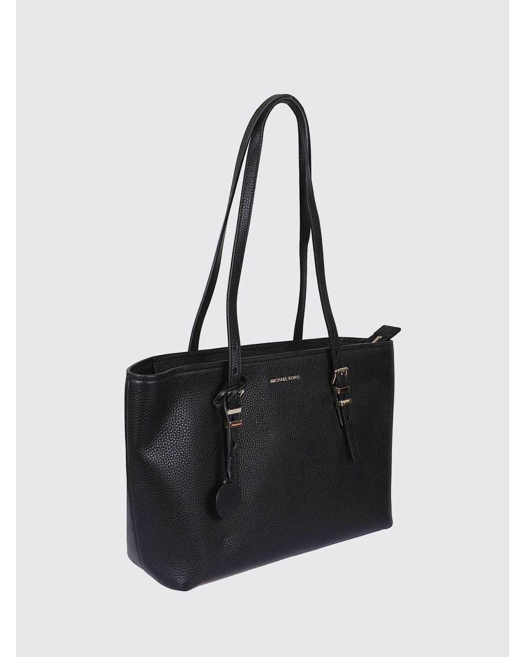 Michael Kors Black Quinn Grained Cowhide Leather Shoulder Bag With Double Handle