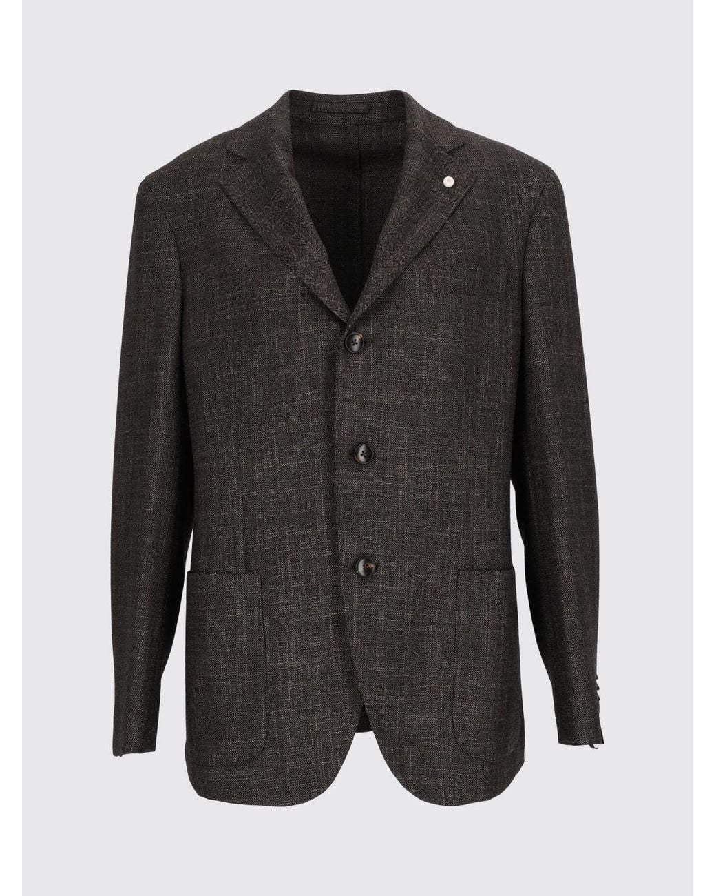 Luigi Bianchi Gray Single-Breasted Virgin Wool And Silk Blazer With Lapels for men