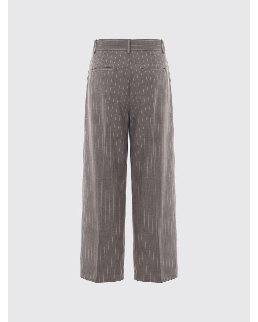 P.A.R.O.S.H. Gray P.A.R.O..H. Ludy Pinstriped Virgin Wool Wide-Leg Trousers