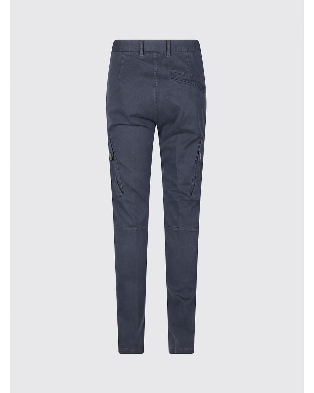 Stone Island Blue Stretch Organic Cotton Cargo Trousers With Compass Logo for men