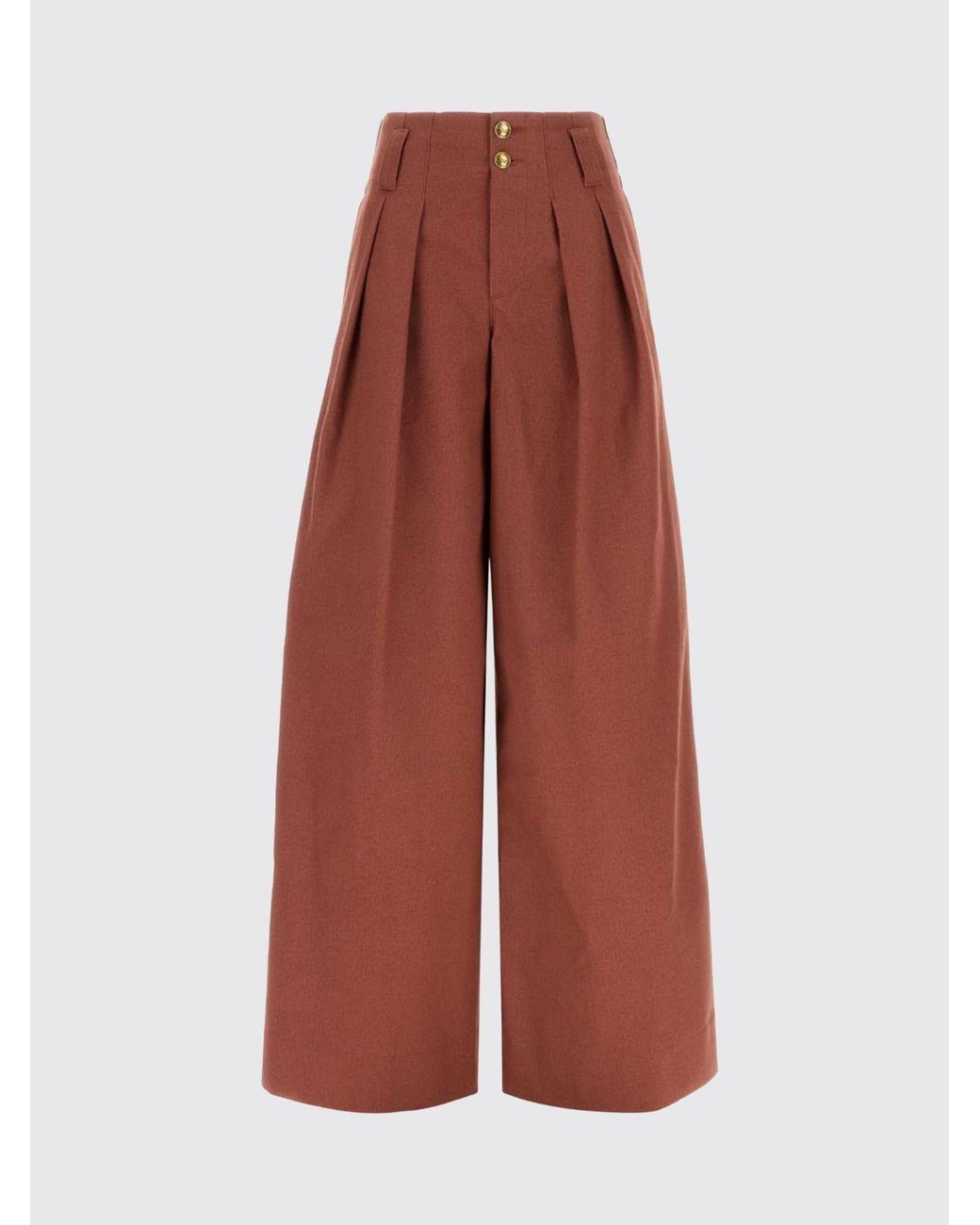 Chloé Red ChloÉ High-Waisted Cotton Palazzo Trousers With Pleats