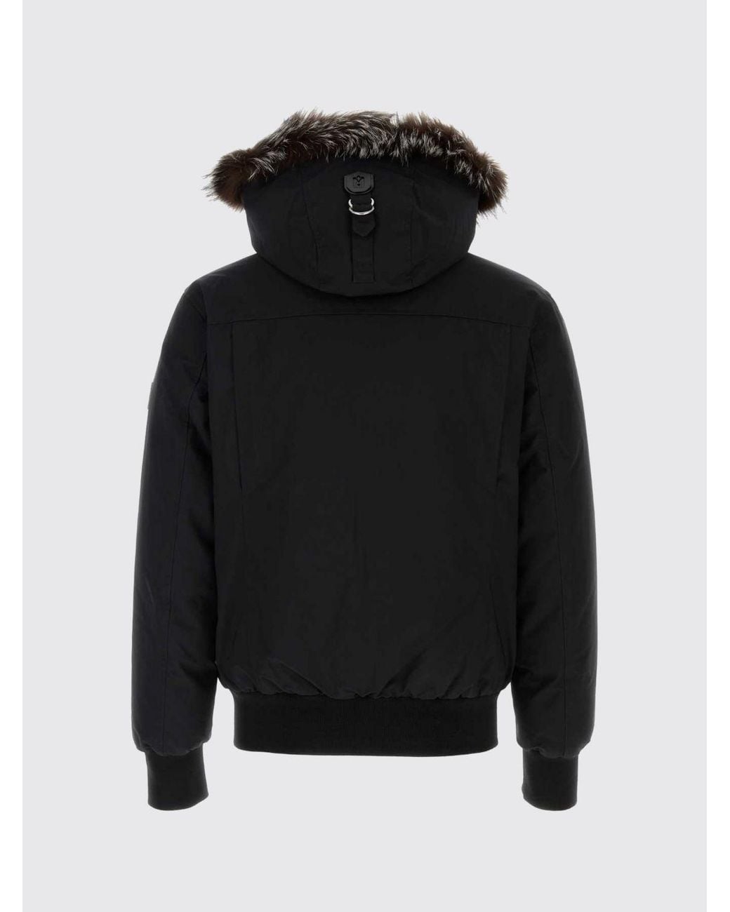 Mackage Black Short Padded Down Jacket With Shearling-Trimmed Hood for men