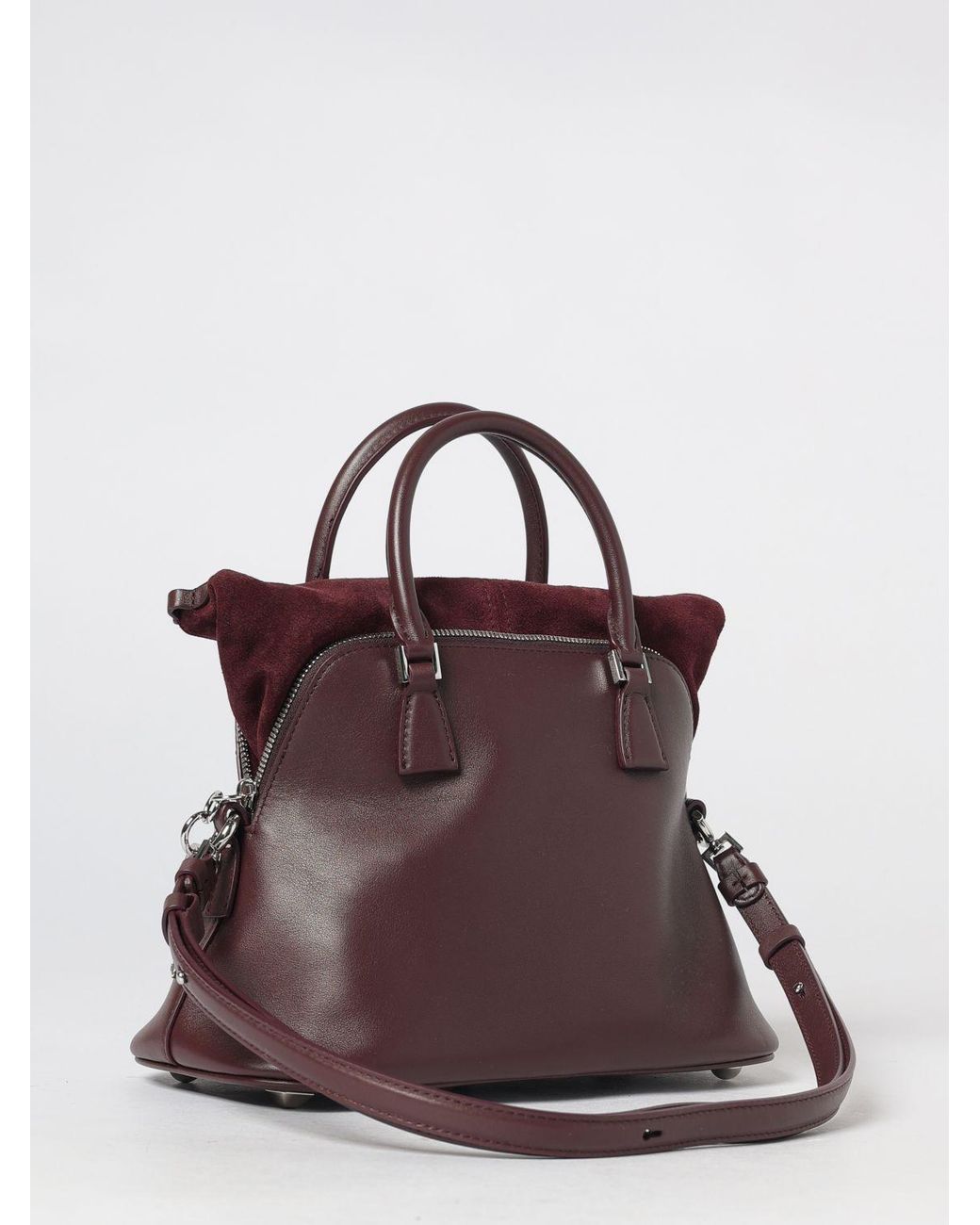 Maison Margiela Purple 5Ac Calfskin And Suede Handbag With Charm