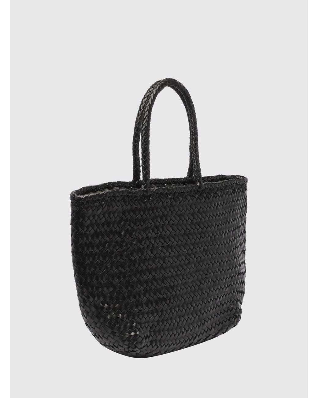 Dragon Diffusion Black Grace Woven Leather Tote Bag With Double Handle