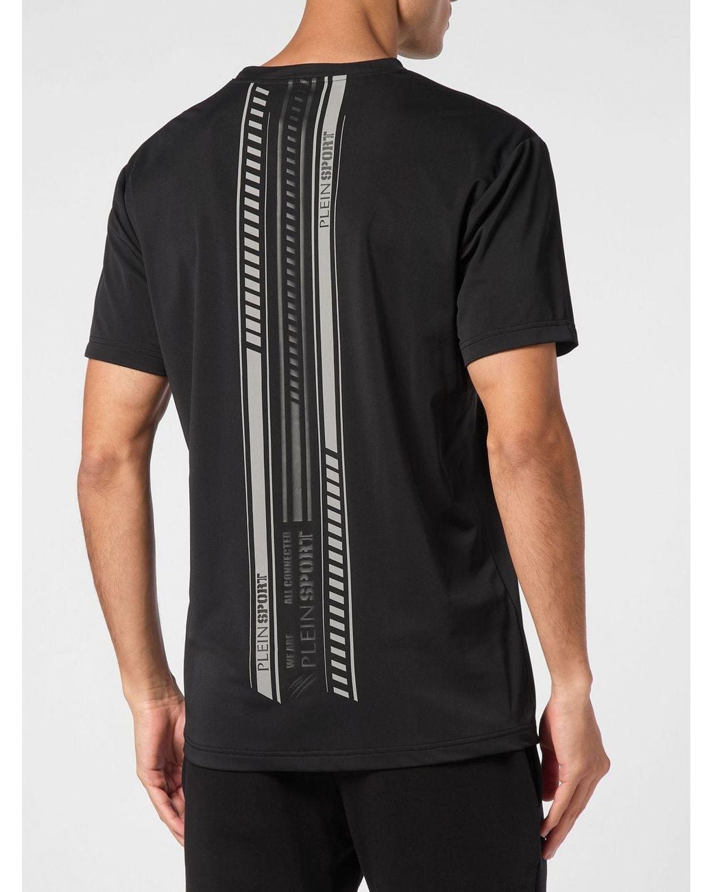 Philipp Plein Black Jersey T-Shirt With Back Logo Print for men
