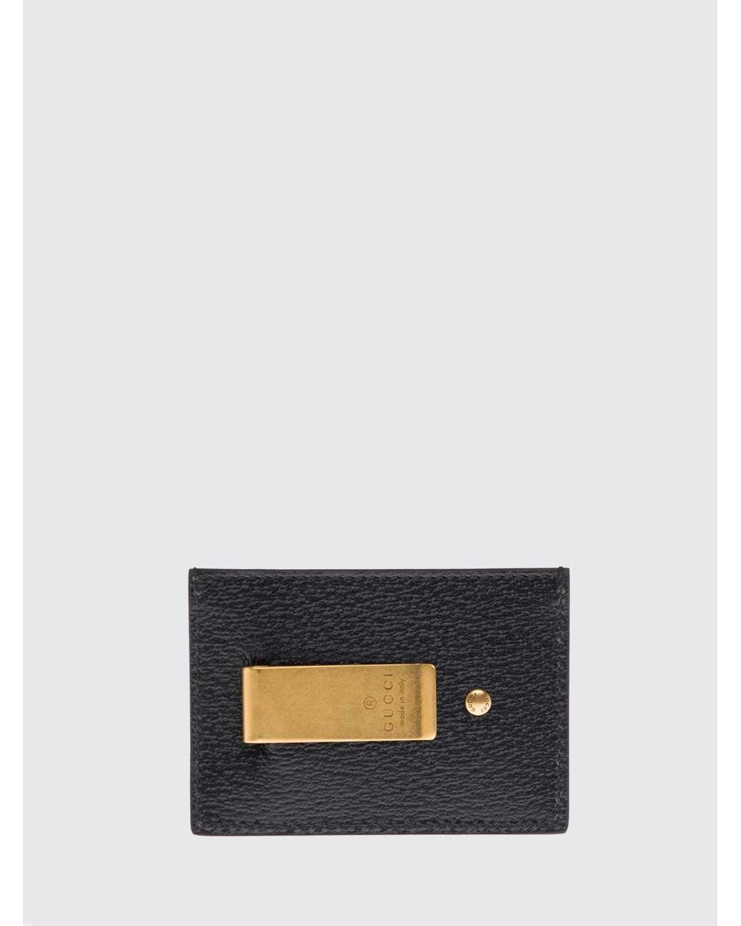 Gucci White Gg Marmont Pebbled Leather Card Holder With Double G Logo for men