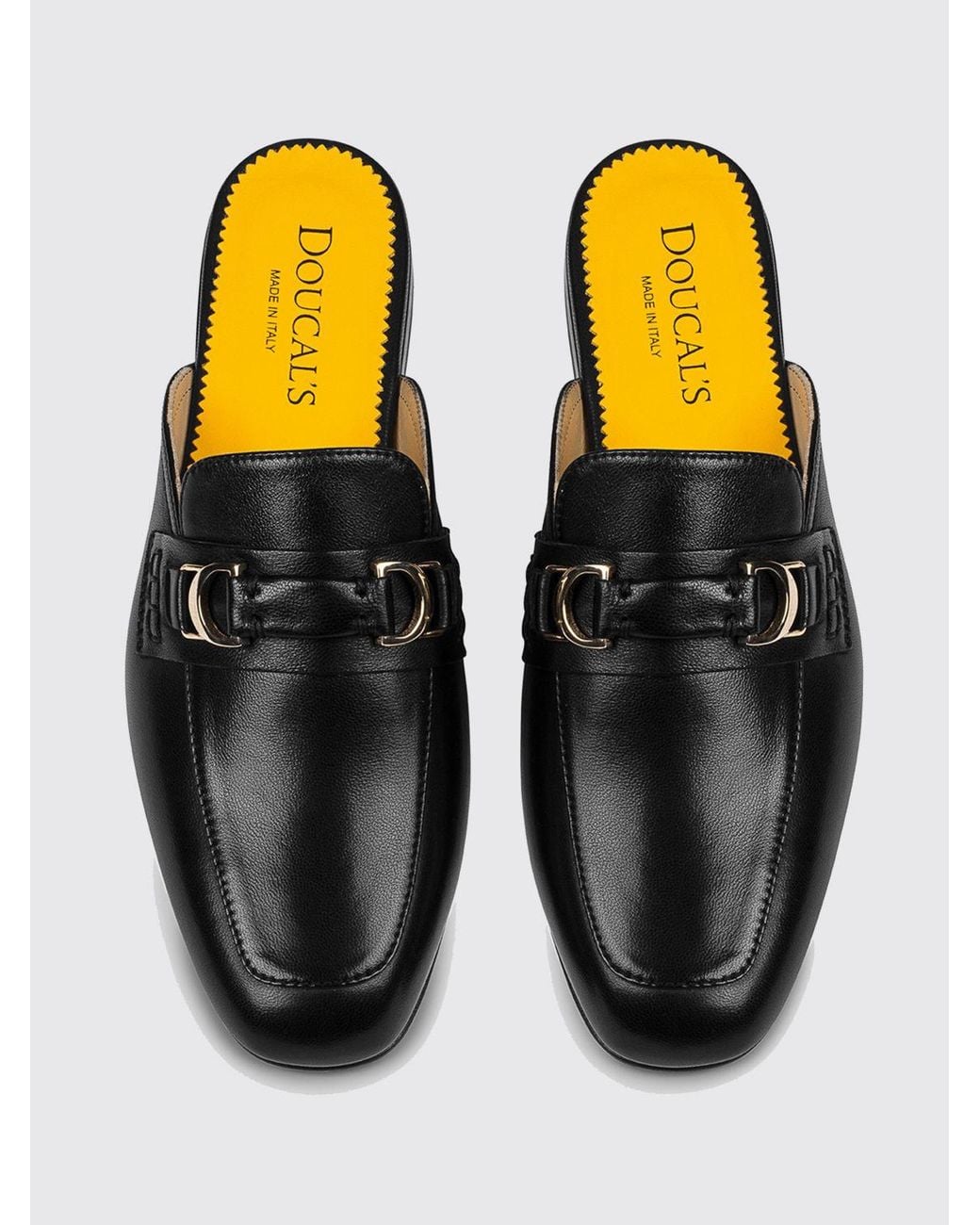 Doucal's Black Leather Mules