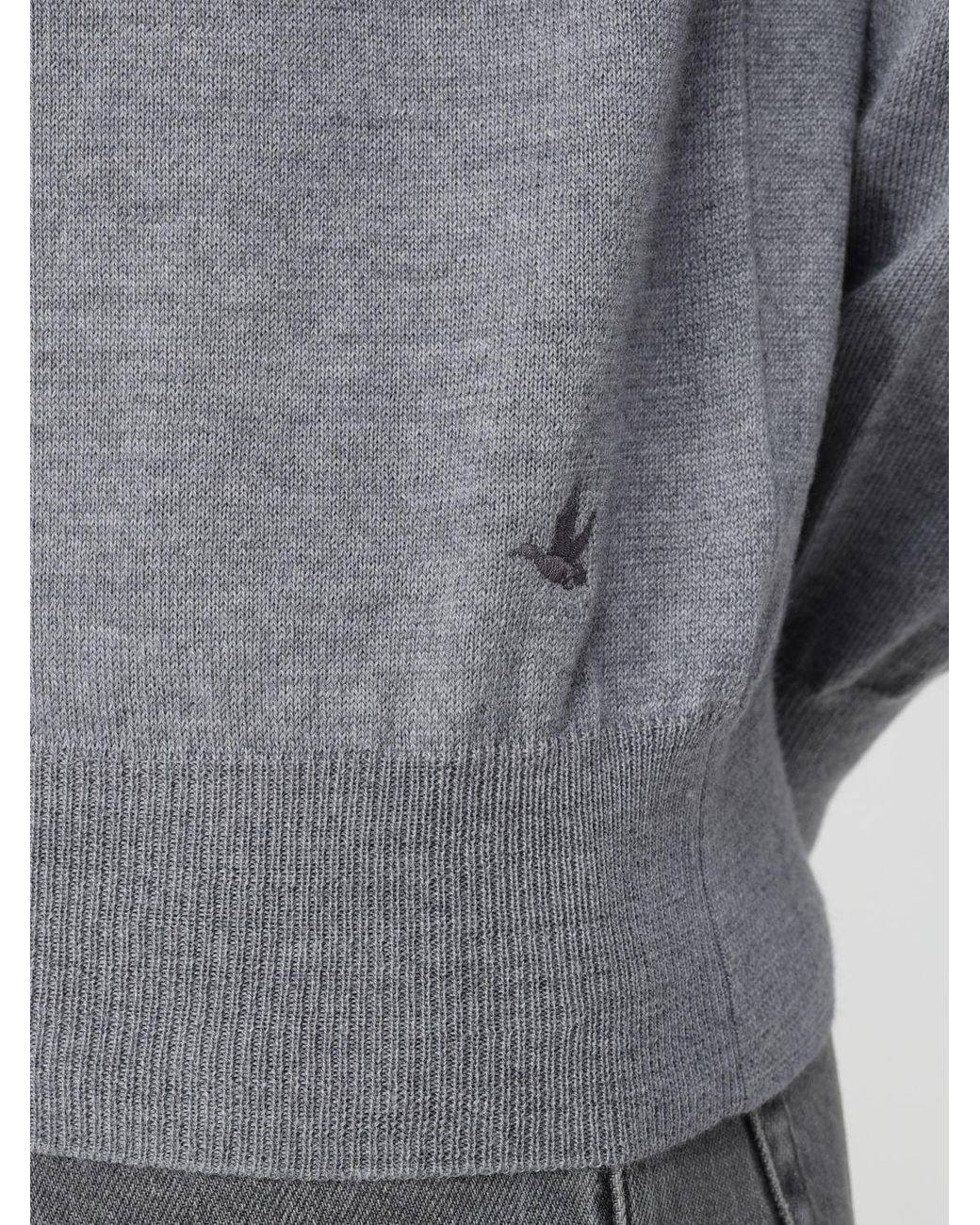 Brooksfield Gray Half-Zip Wool Turtleneck Jumper With High Neck for men
