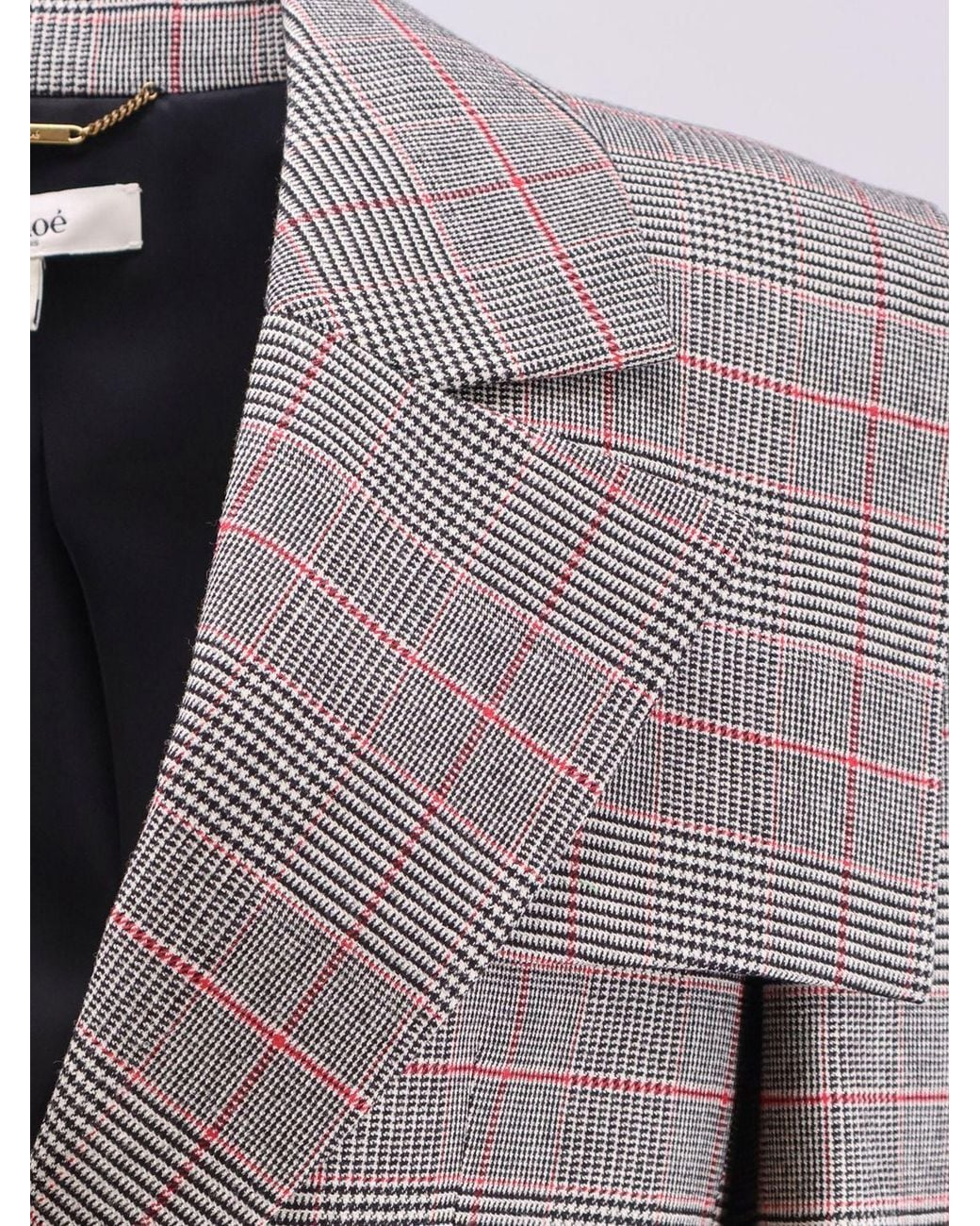 Chloé Brown Chlo&Eacute Cropped Single-Breasted Tartan Blazer