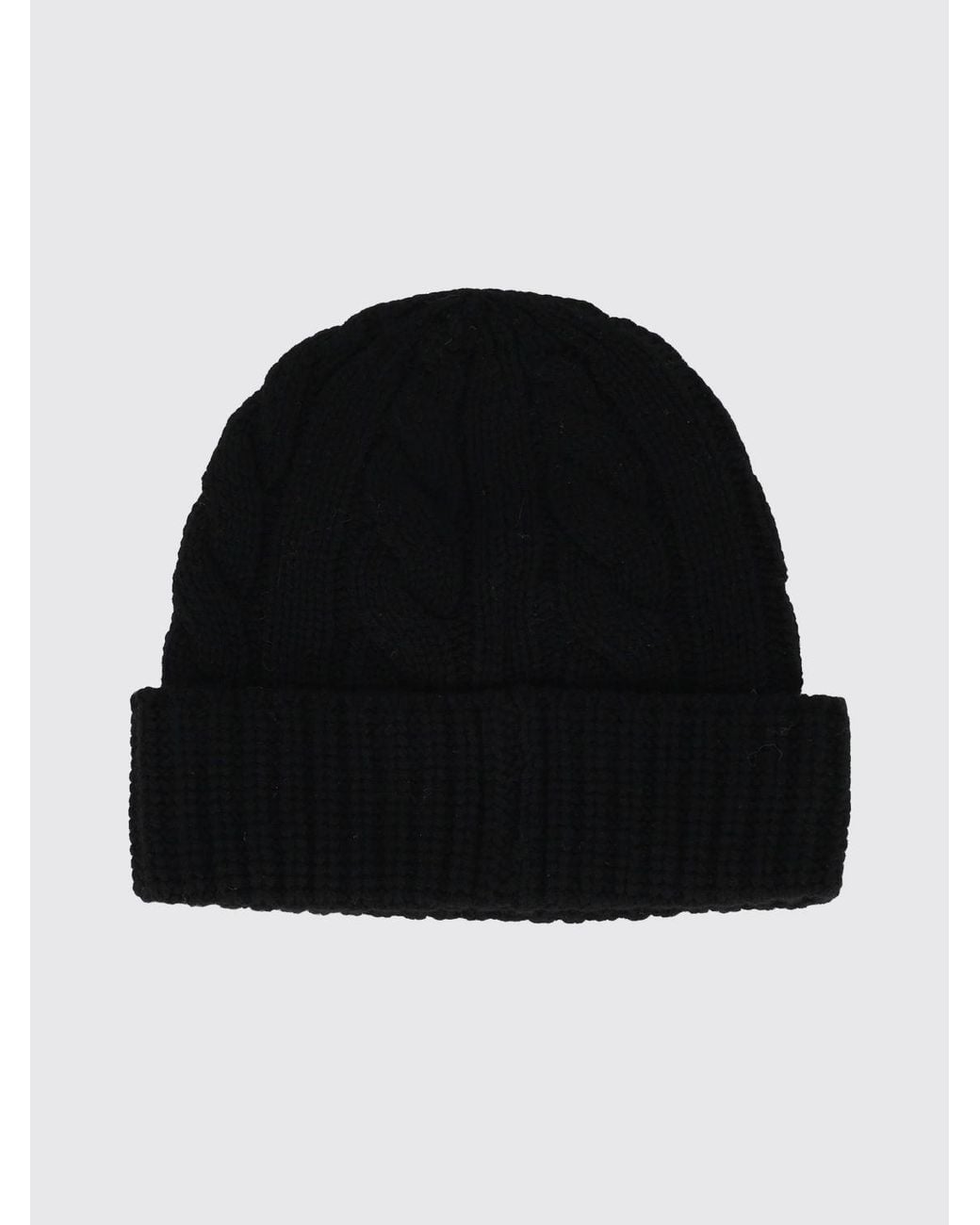 Mc2 Saint Barth Black Ribbed Pure Wool Cuffed Beanie With Embroidered Logo