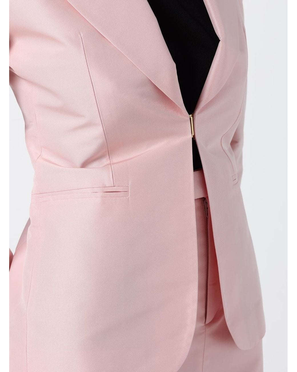 Gucci Pink Cropped Single-Breasted Silk Blazer With Peak Lapels