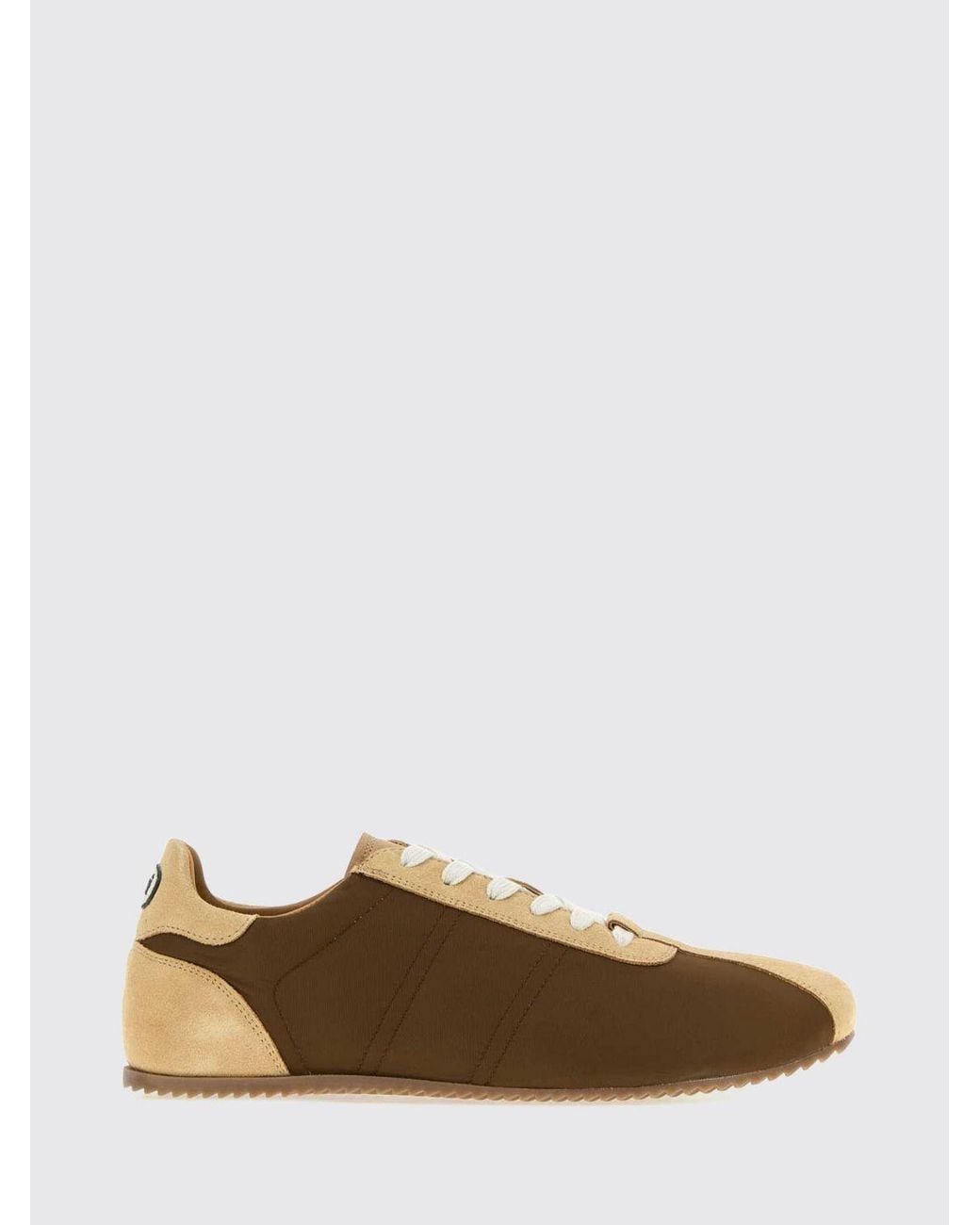 AMI Brown Low-Top Leather Sneakers With Bicolor Design And Rear Logo for men