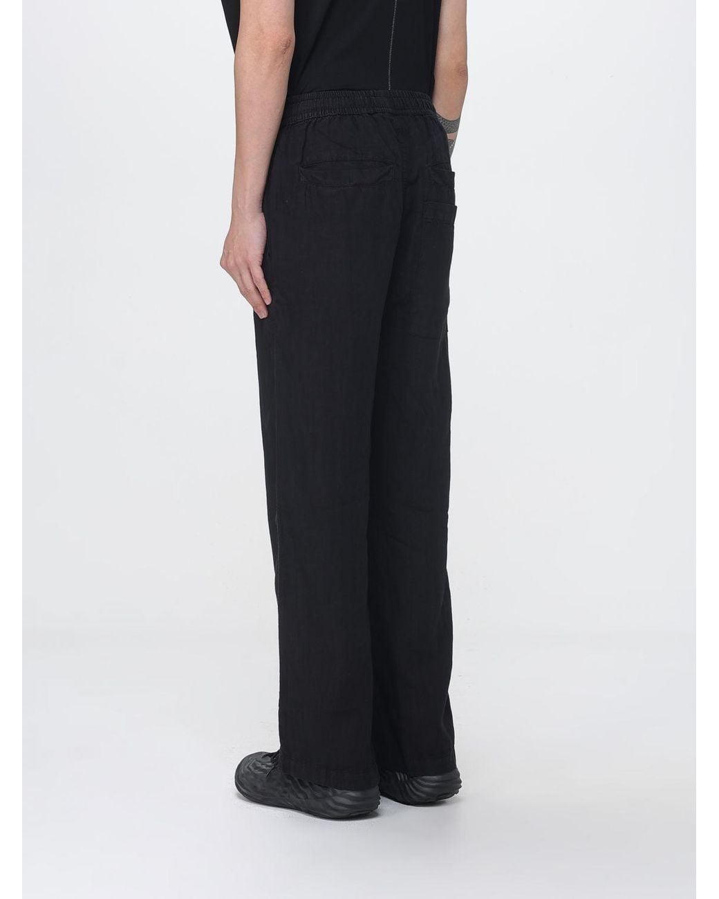 Thom Krom Black Linen Drawstring Pants for men