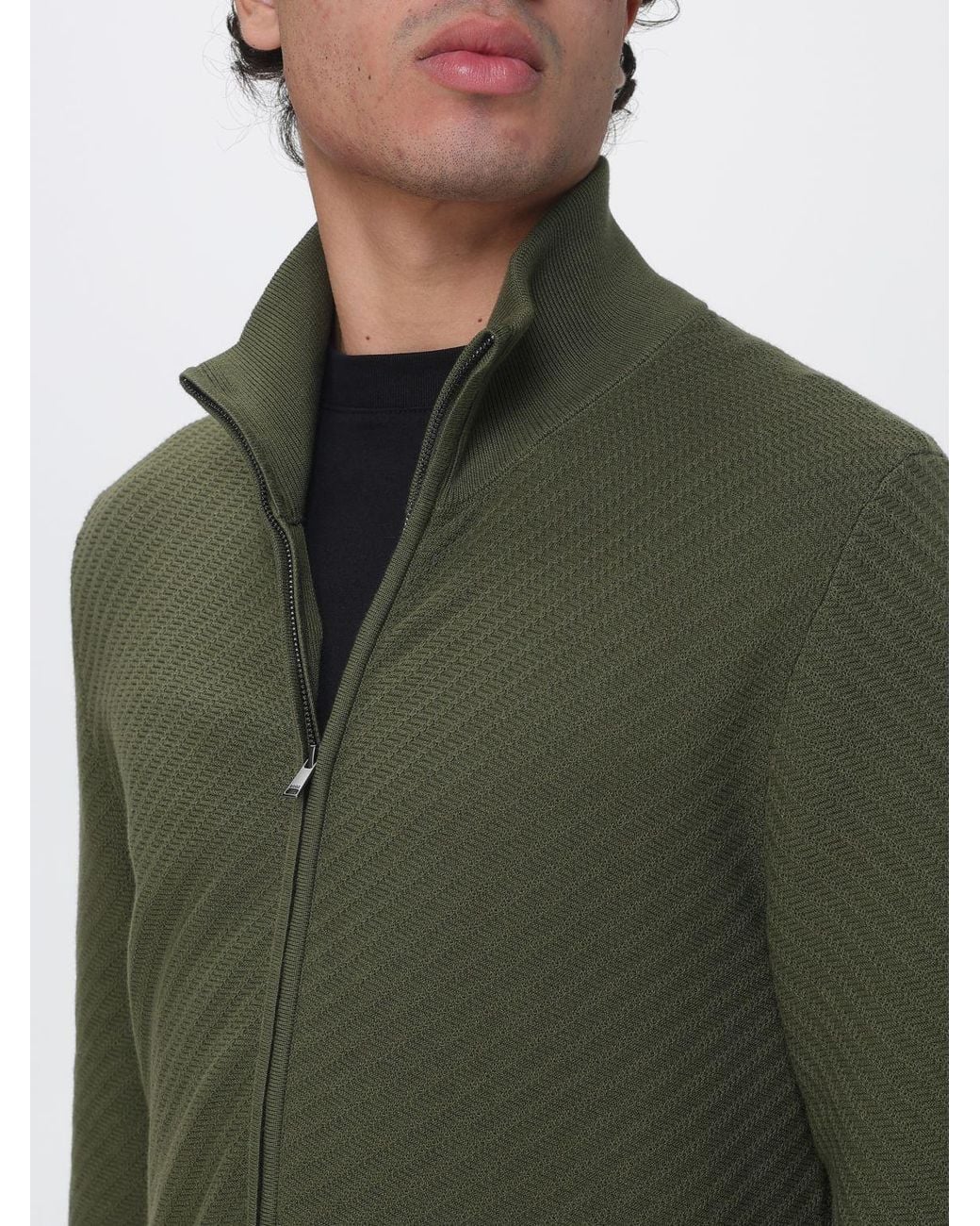 Boss Green Pure Wool Full-Zip Turtleneck Cardigan With Dropped Shoulders for men