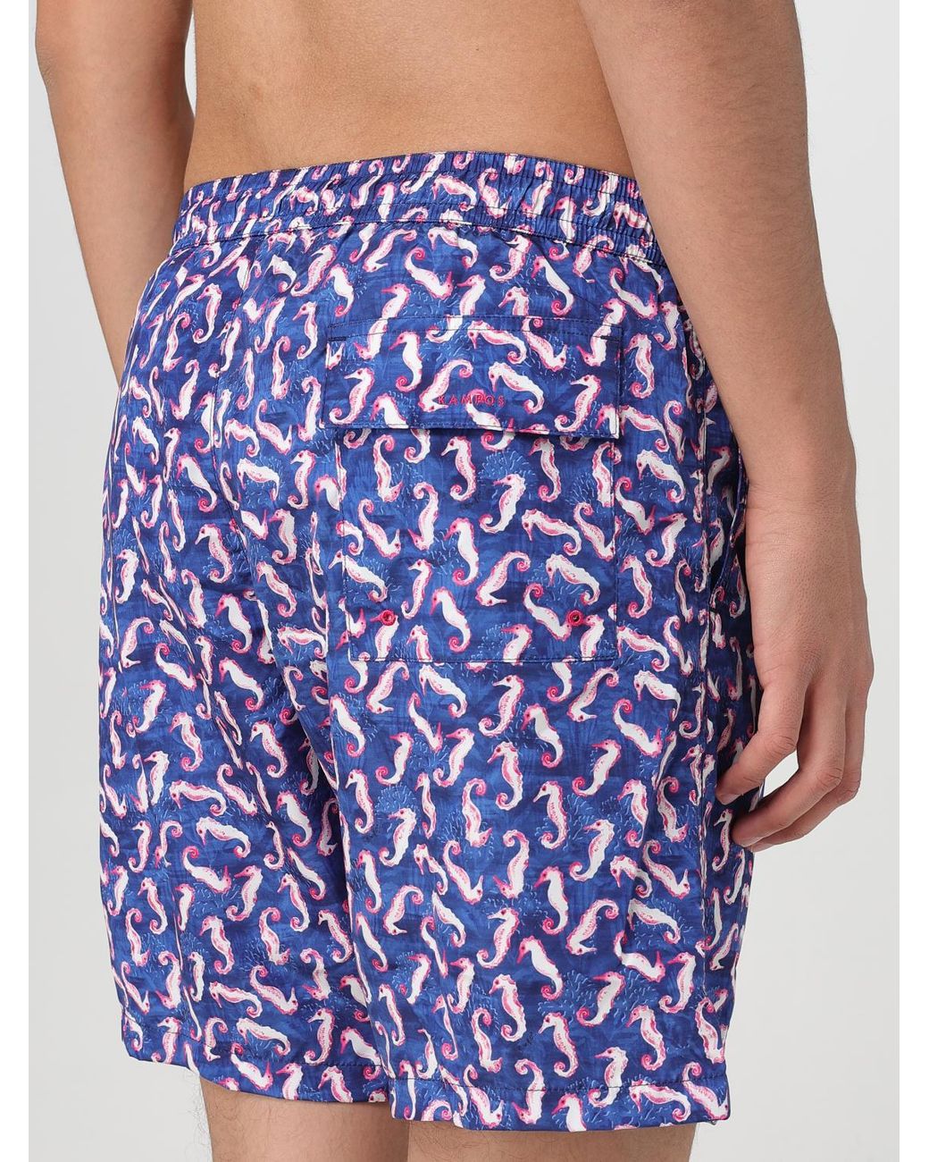 Kampos Blue Patterned Nylon Swim Shorts for men