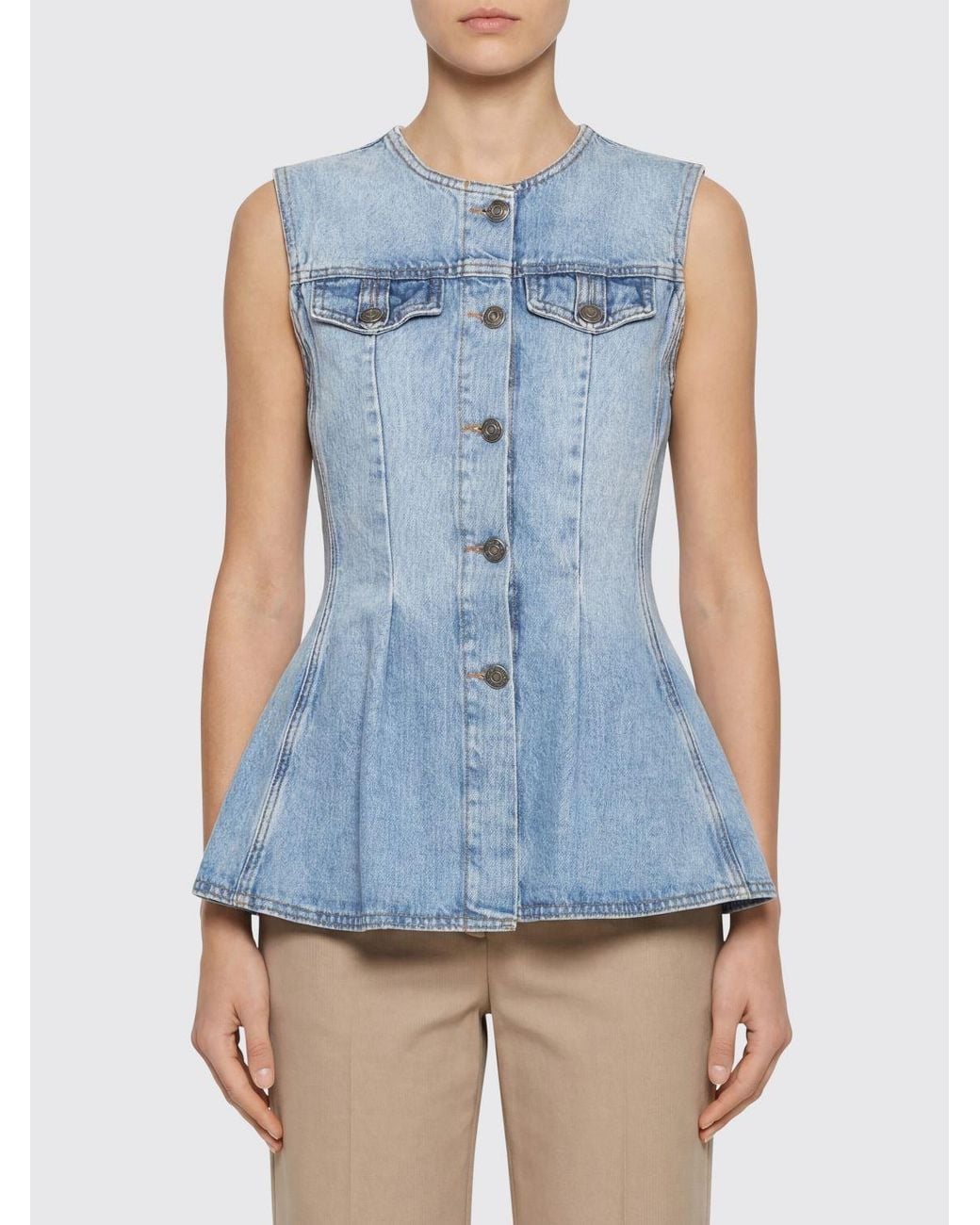 ROTATE BIRGER CHRISTENSEN Blue Cotton Denim Top