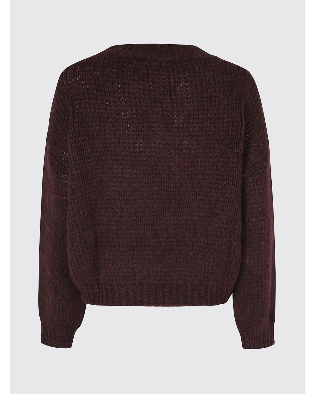 Roberto Collina Purple V-Neck Alpaca And Wool-Blend Jumper With Ribbed Trims