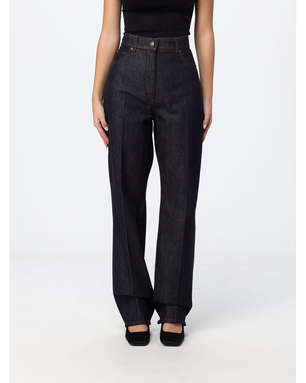 Max Mara Blue High-Waisted Straight Jeans