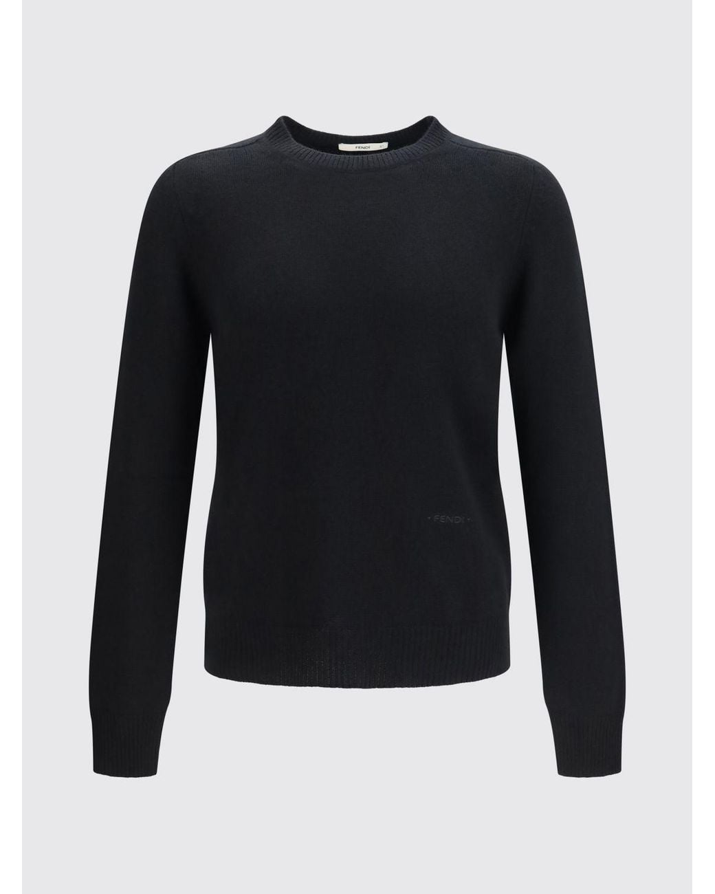 Fendi Blue Crewneck 100% Cashmere Jumper With Ribbed Trims for men