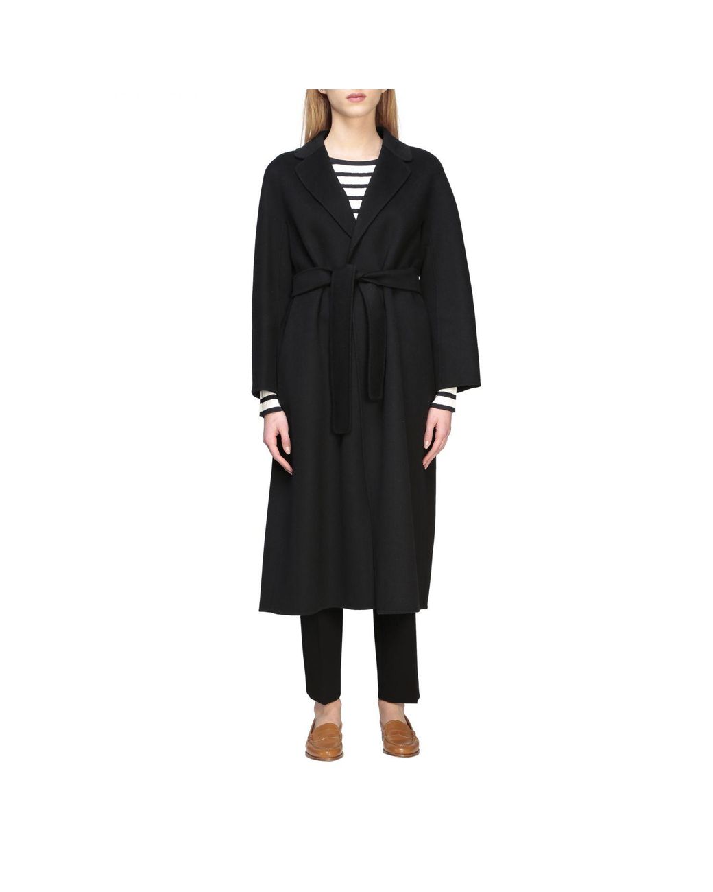 Max Mara Labbro Cashmere Coat in Black | Lyst UK