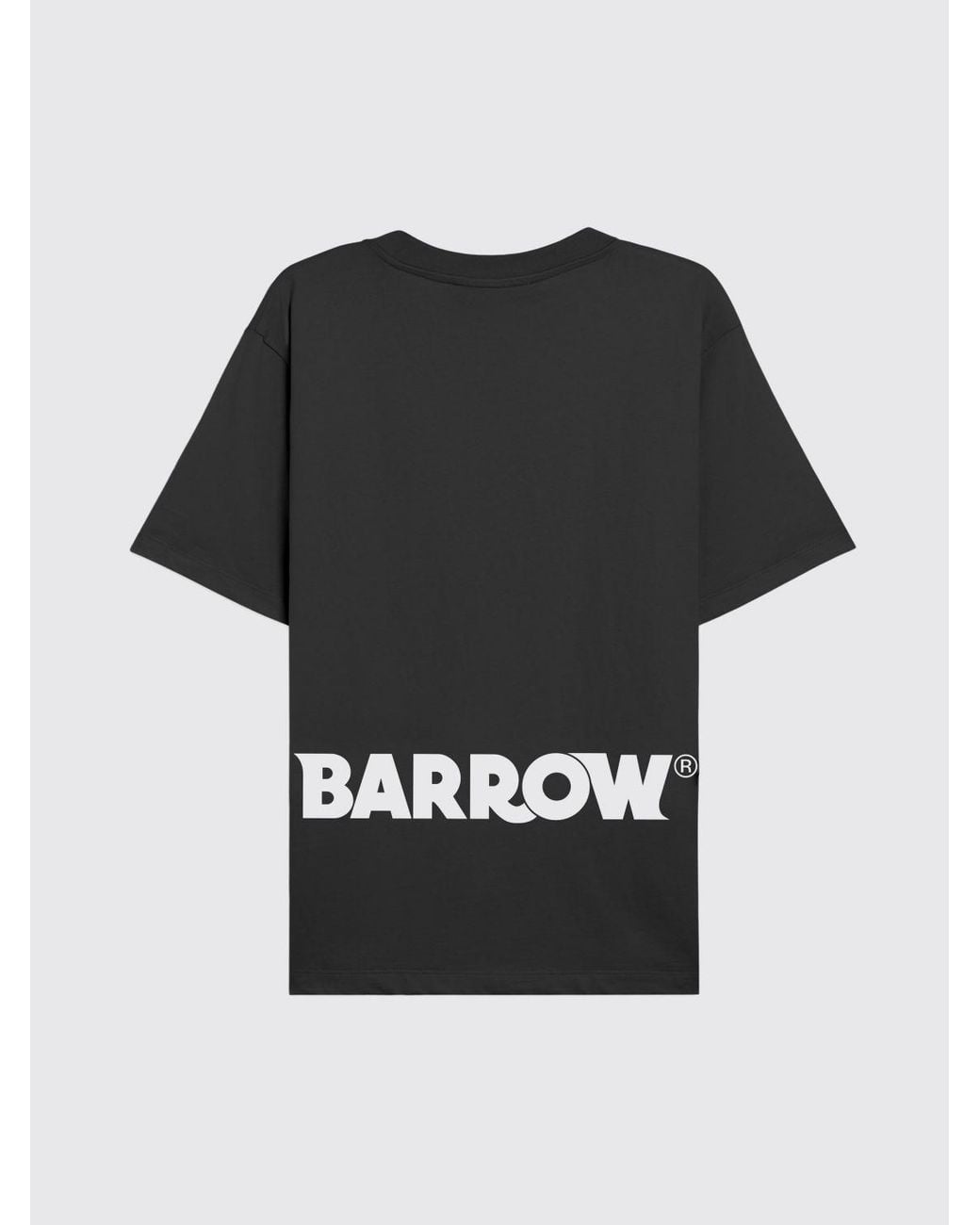 Barrow Gray Contrast Logo Cotton T-Shirt With Crew Neck for men