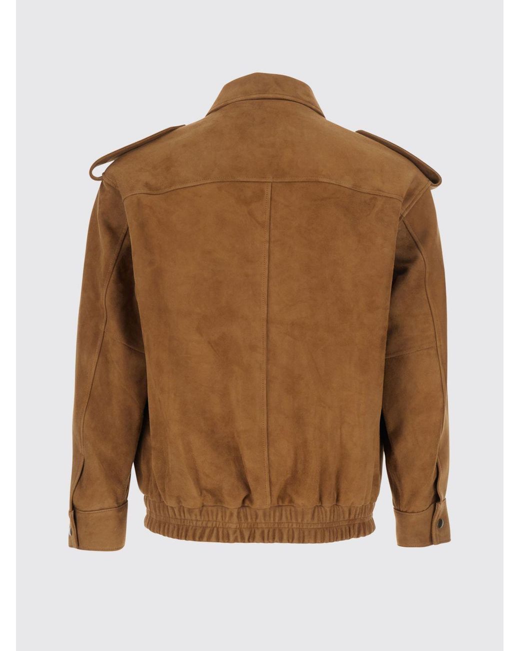TONYWACK Blue Suede Leather Shirt Jacket With Patch Pockets for men