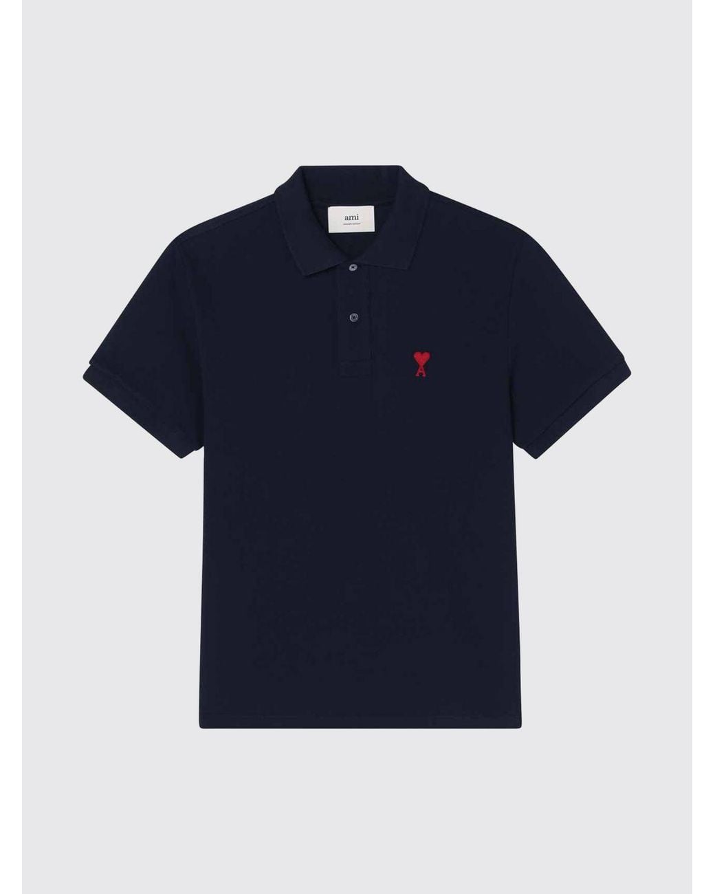 AMI Blue Short-Sleeved Polo Shirt for men
