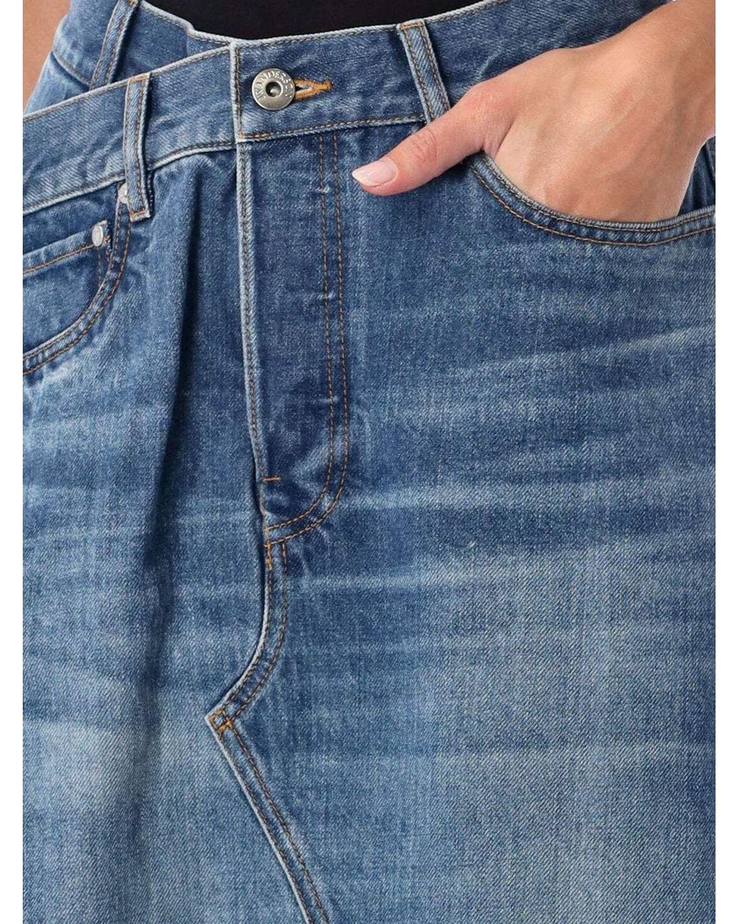 J.W. Anderson Blue High-Waisted Asymmetrical Denim Midi Skirt