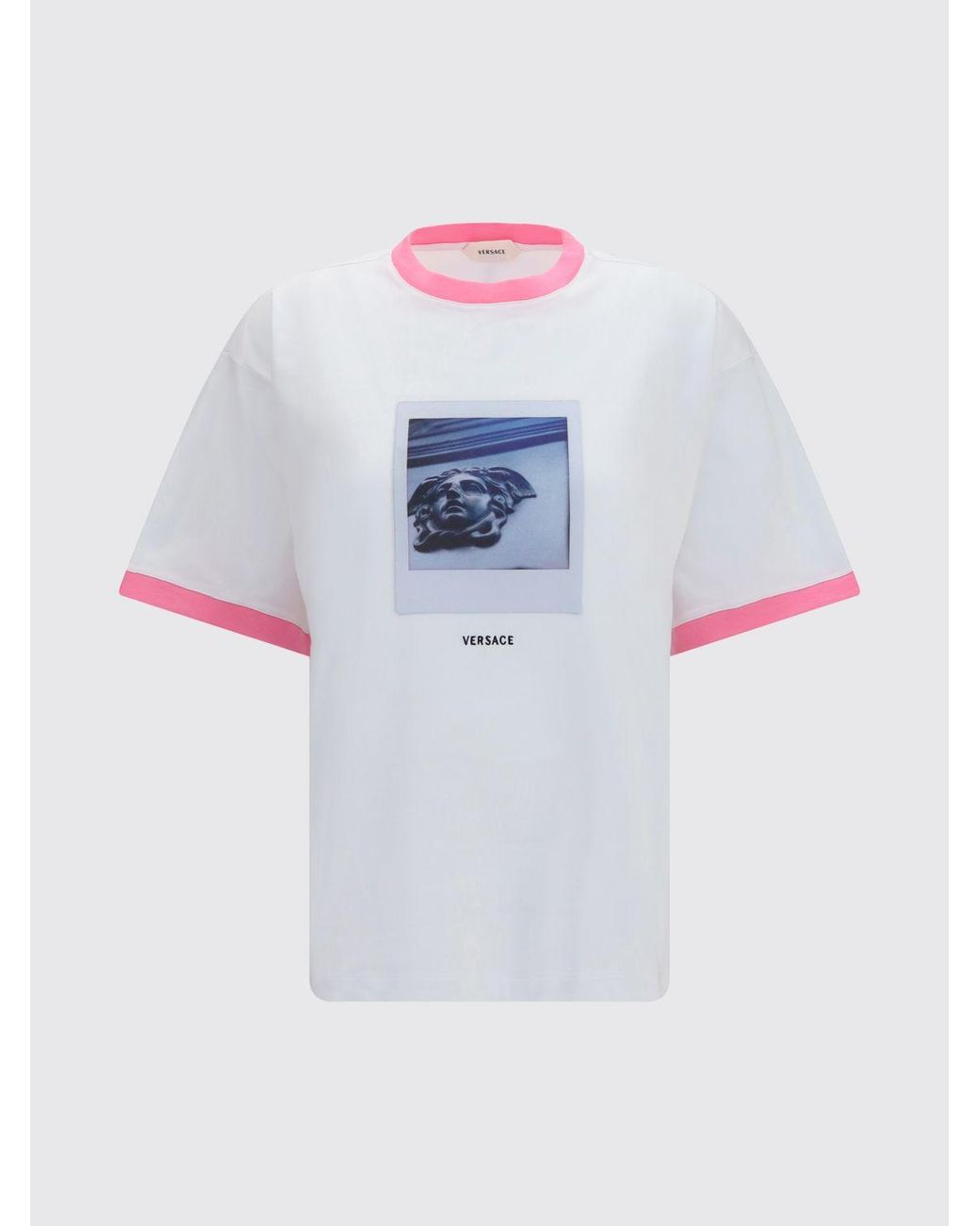 Versace White Medusa Graphic Print Cotton T-Shirt With Contrast Profiles
