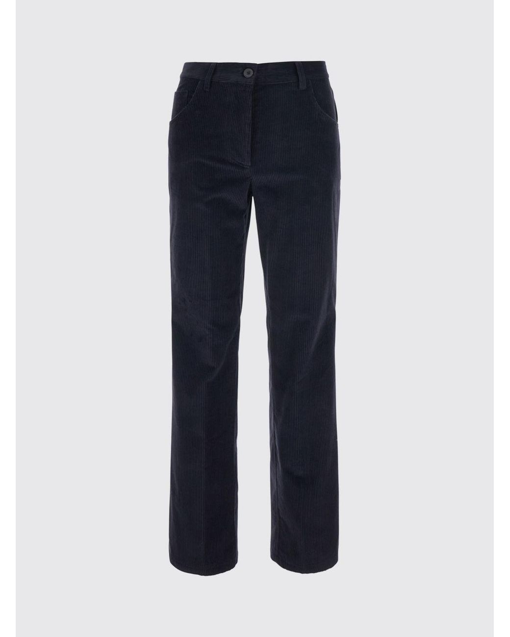 Semicouture Blue High-Waisted Straight-Leg Corduroy Trousers