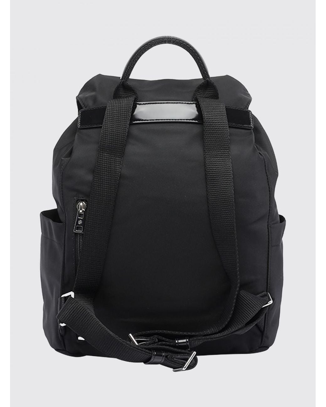 Tory Burch Black Virginia Recycled Nylon Backpack With Drawstring And Flap Closure