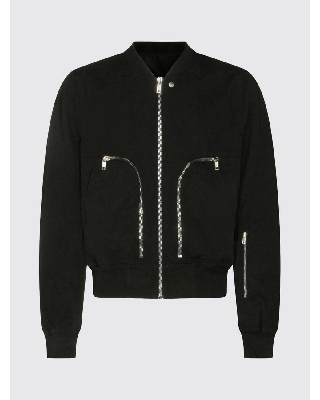 Rick Owens Black Polyamide Bomber Jacket With Biker Collar And Zip Closure for men
