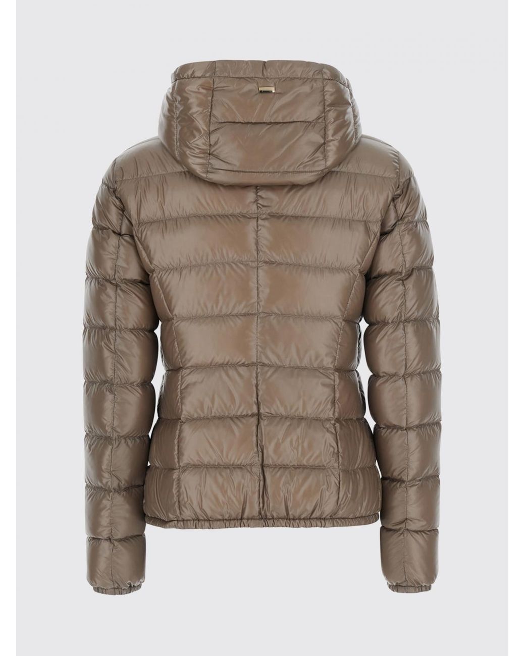 Herno Brown Slim Fit Waterproof Nylon Down Jacket With Hood And Metal Zip