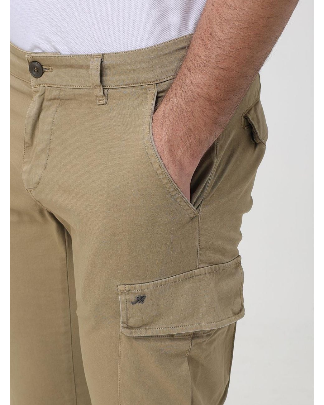 Mason's Natural Stretch Cotton Cargo Trousers for men
