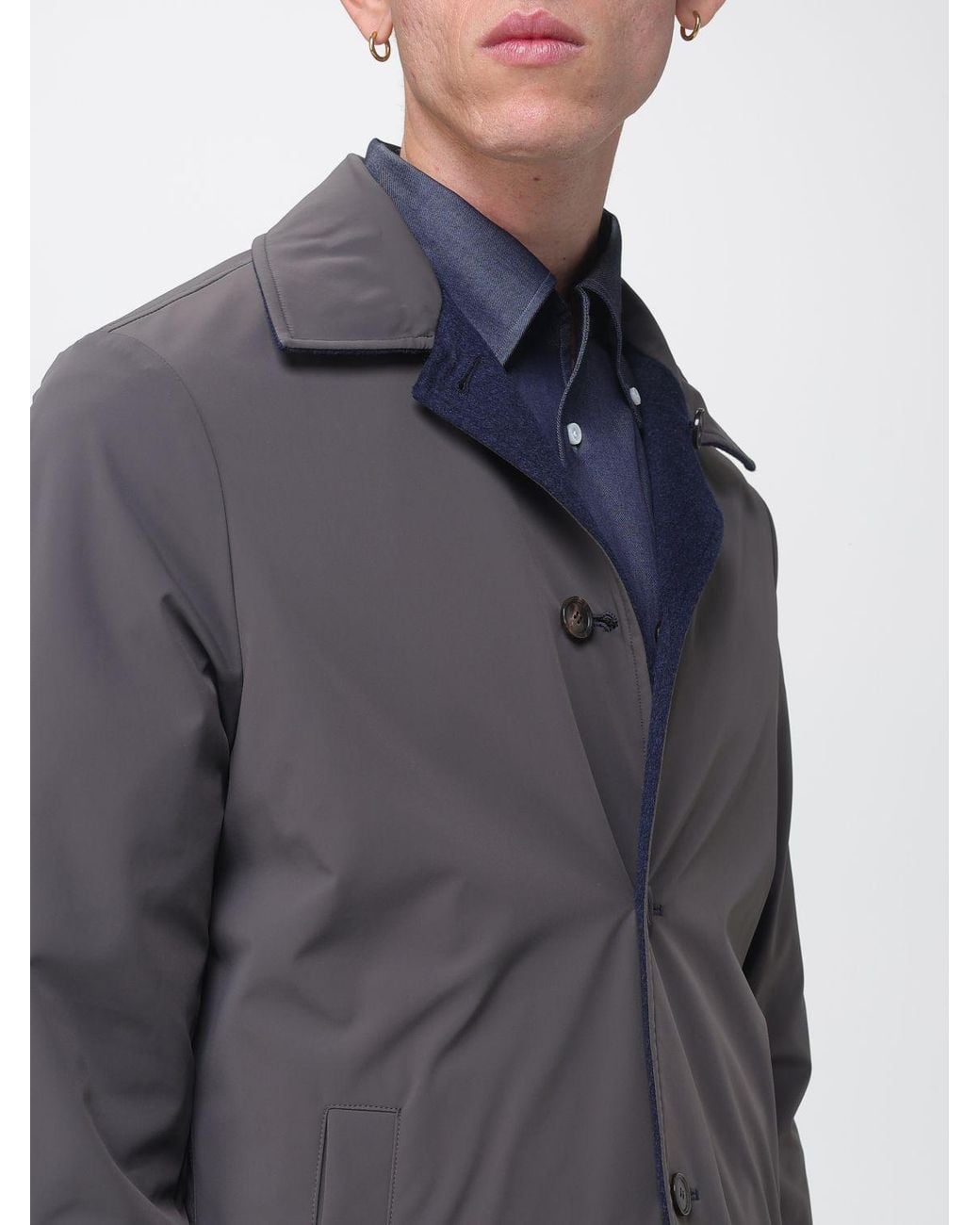 Luciano Barbera Blue Reversible Wool And Cashmere Shirt Jacket for men