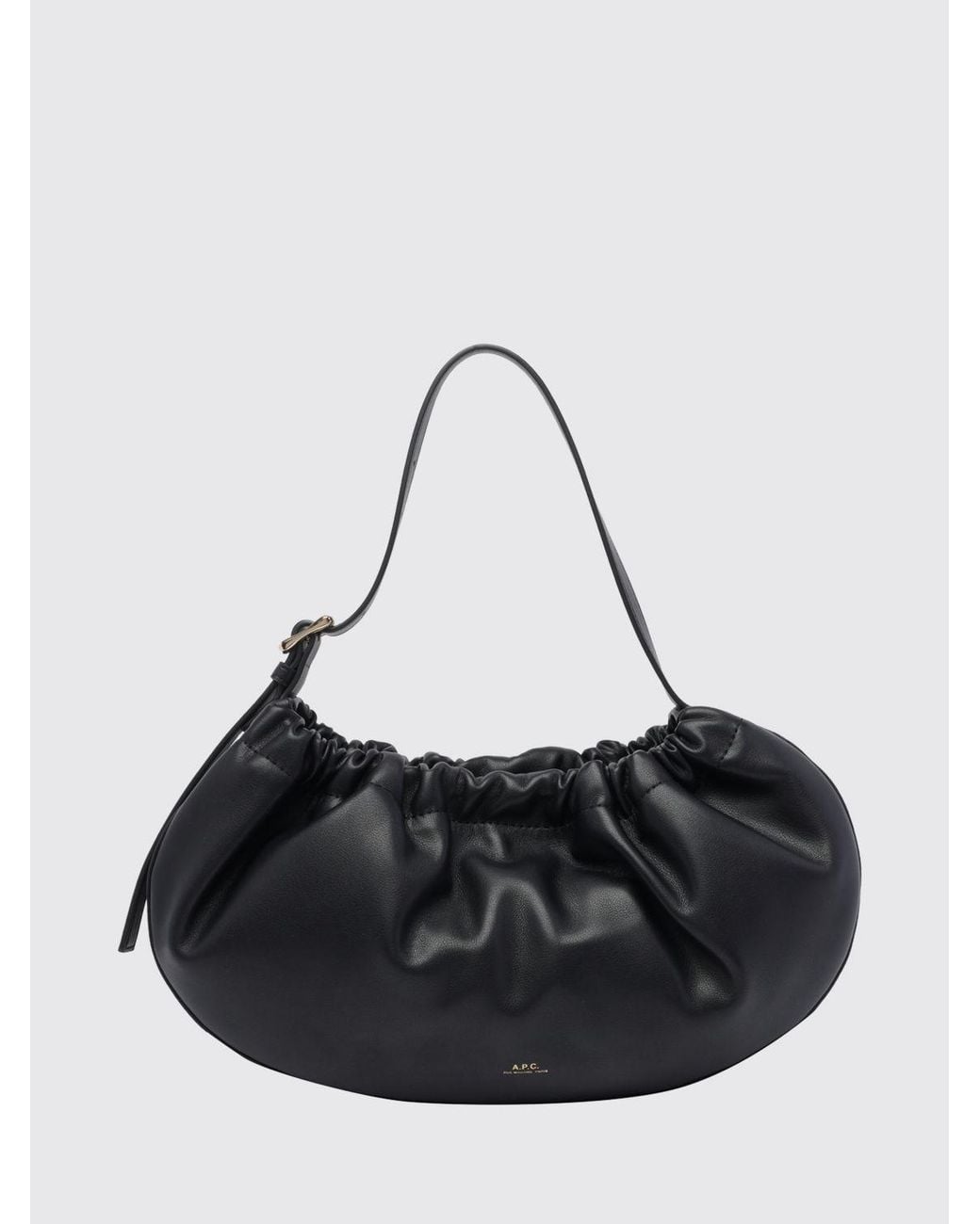 A.P.C. Black Ninon Rounded Synthetic Leather Shoulder Bag With Adjustable Handle