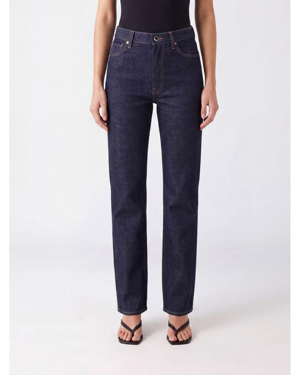 Khaite Blue Danielle High-Waisted Straight-Leg Jeans