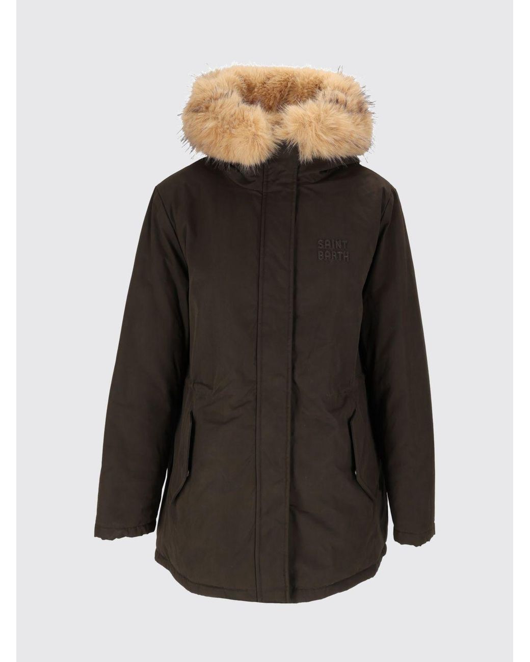 Mc2 Saint Barth Black Brenna Padded Parka With A Shearling Hood