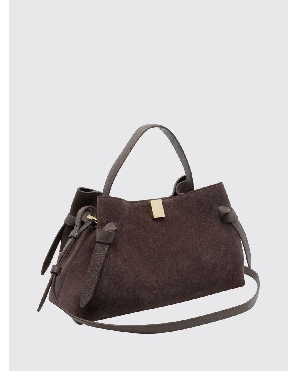 Yuzefi Brown Flared Suede Calfskin Leather Handbag