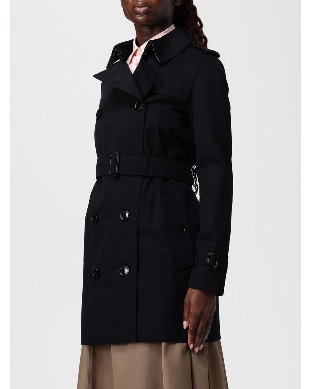 Gabardina De Algodón Con Doble Botonadura Burberry de color Black