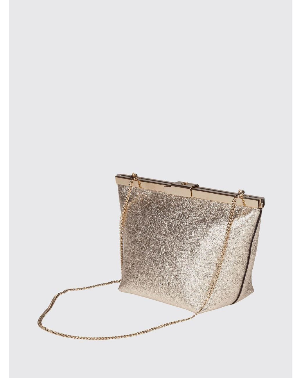 Jimmy Choo Natural Ganache Mini Laminated Leather Handbag With Shoulder Strap